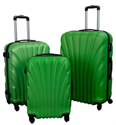 Kuffertsæt - 3 Stk. Hardcase kufferter - Grøn Musling
