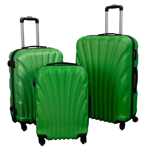 Kuffertsæt - 3 Stk. Hardcase kufferter - Grøn Musling