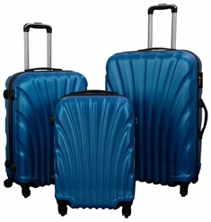 Kuffertsæt - 3 Stk. Hardcase kufferter - Blå Musling