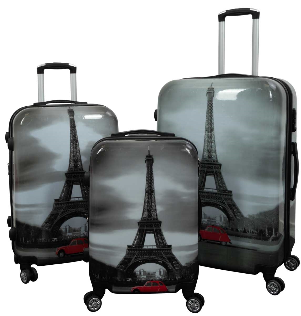 Kuffertsæt • 3 stk • Hardcase • Eiffeltårnet