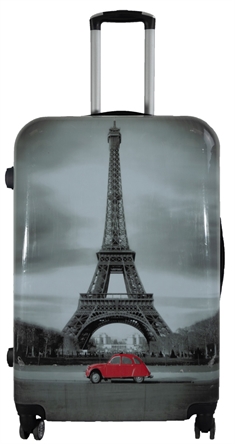 Stor kuffert - Hardcase kuffert med motiv - Eiffeltårnet - Eksklusiv letvægt kuffert