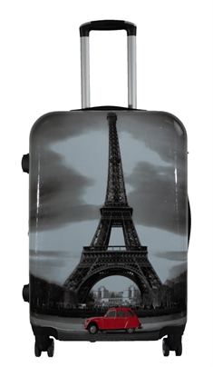 Kuffert - Hardcase kuffert - Str. Medium - Kuffert med motiv - Eiffeltårnet - Eksklusiv letvægt rejsekuffert