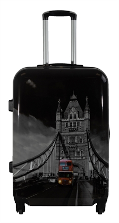 Kuffert - Hardcase kuffert - Str. Medium - Kuffert med motiv - London bridge - Eksklusiv letvægt rejsekuffert