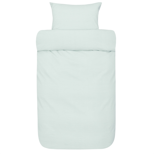 Vævet krepp sengetøj - Lyseblåt sengesæt i 100% blød bomuld - 140x200 cm - Bæk og bølge sengelinned - Sanna - Høie Of Scandinavia