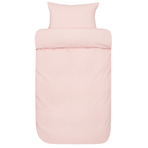 Vævet krepp sengetøj 140x220 cm - Lyserødt sengesæt i 100% blød bomuld - Bæk og bølge sengelinned - Sanna - Høie Of Scandinavia