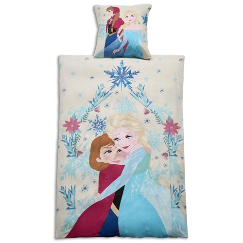Frost sengetøj 140x200 cm - Blødt og lækkert Anna og Elsa sengesæt - 100% bomuldsflonel sengelinned