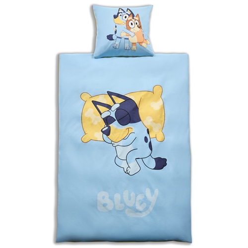 Bluey sengetøj blødt og lækkert 100% bomuldsflonel - Sovende Bluey - 140x200cm 2 i 1 design sengesæt