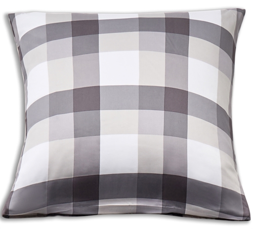 Bambus pudebetræk - 100% Naturligt bambus - 60x63 cm - Store grå tern - Satinvævet hovedpudebetræk 