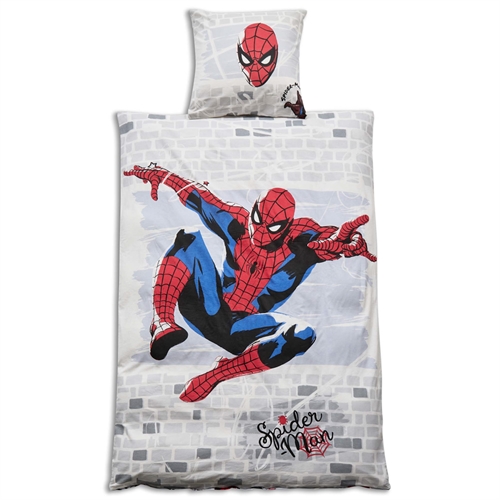 Spiderman sengetøj 140x200 cm - Blødt og lækkert sengesæt - 100% bomuldsflonel sengelinned