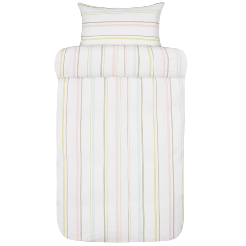 Vævet krepp sengetøj - Stribet sengesæt i 100% blød bomuld - 140x200 cm - Bæk og bølge sengelinned - Minna multi - Høie Of Scandinavia