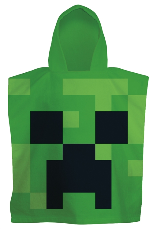 Badeponcho - Minecraft børneponcho - 50x115 cm - Let og hurtig tørrende poncho til børn