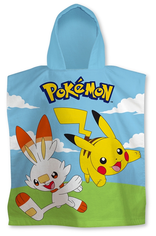 Badeponcho - Pokémon børneponcho - 50x115 cm - Let og hurtig tørrende poncho til børn