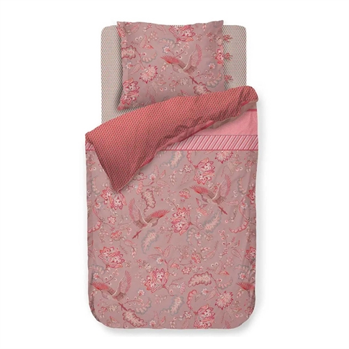 Blomstret sengetøj - 140x200 cm - Royal Birds Khaki - Sengelinned med dobbeltsidet design - 100% bomuld - Pip Studio