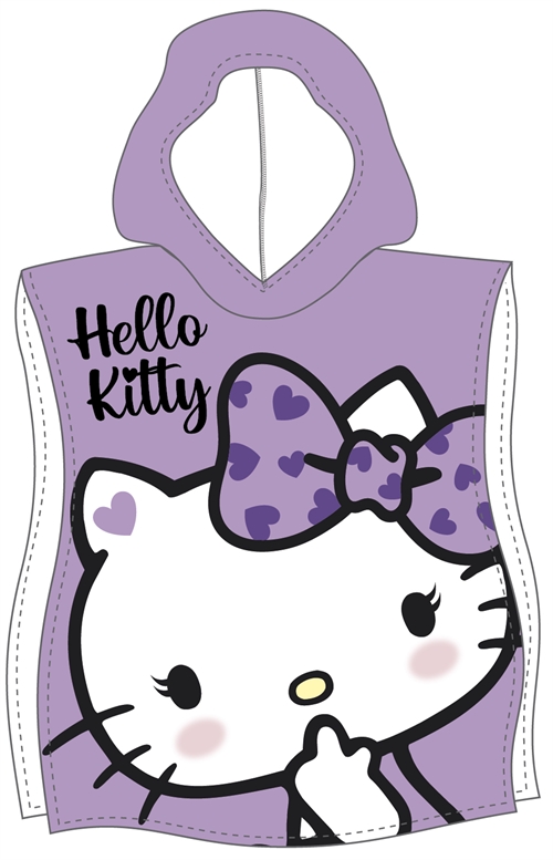 Badeponcho - Hello Kitty børneponcho - 50x115 cm - Let og hurtig tørrende poncho til børn
