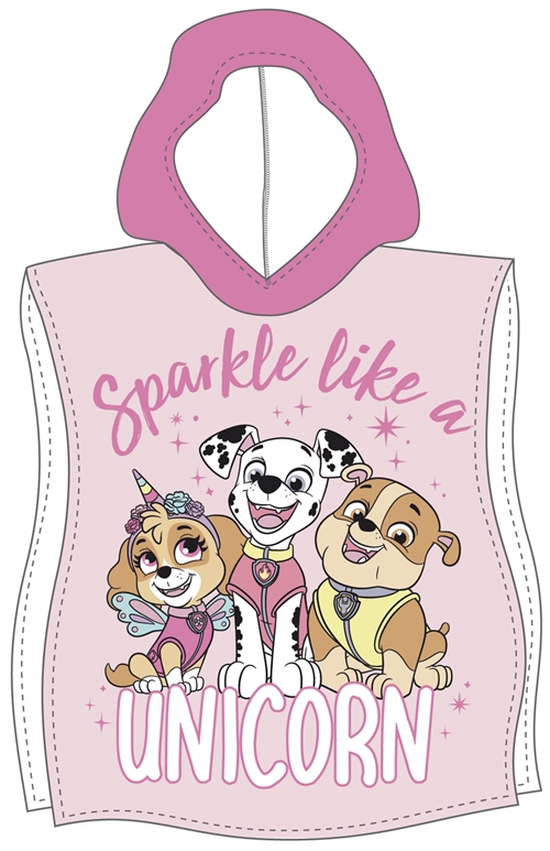 Badeponcho - Lyserød Paw Patrol børneponcho - 50x115 cm - Let og hurtig tørrende poncho til børn