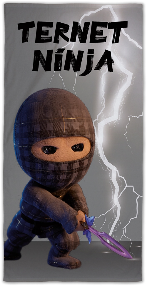 Ternet Ninja håndklæde - 70x140 cm - 100% bomuld - Blødt badehåndklæde med Ternet Ninja og lyn