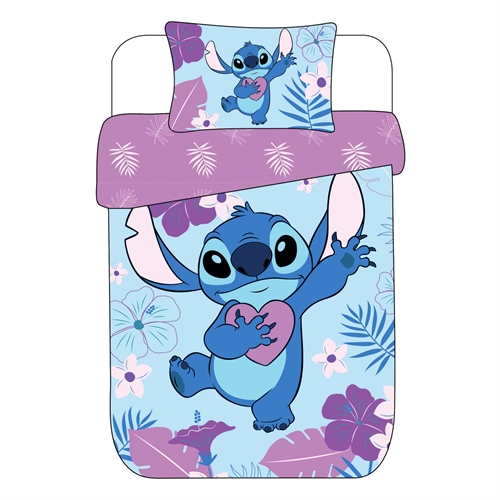 Stitch sengetøj 140x200 cm - Fra Lilo og Stitch - Vendbart design - 100% bomulds sengesæt