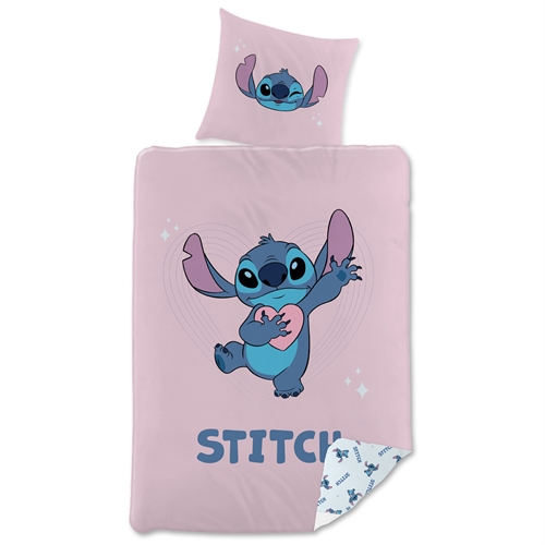 Stitch sengetøj - 150x210 cm - Vendbart sengesæt med Stitch - 100% bomulds sengelinned