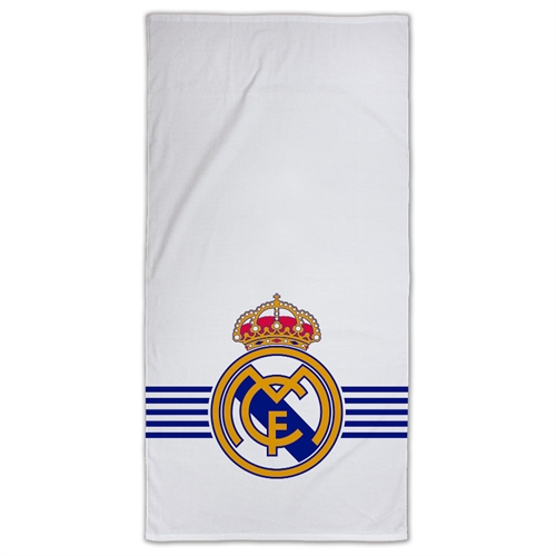 Real Madrid hvid håndklæde - 70x140 cm - 100% bomuld - Blødt badehåndklæde med Hvidt Real Madrid logo