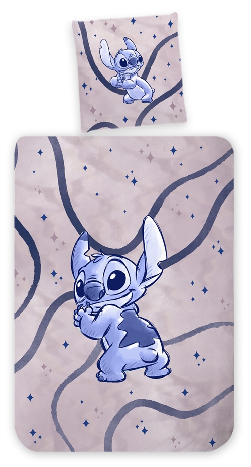 Stitch sengetøj 100x140 cm - Junior sengesæt med Stitch - Vendbart motiv - 100% bomulds sengelinned