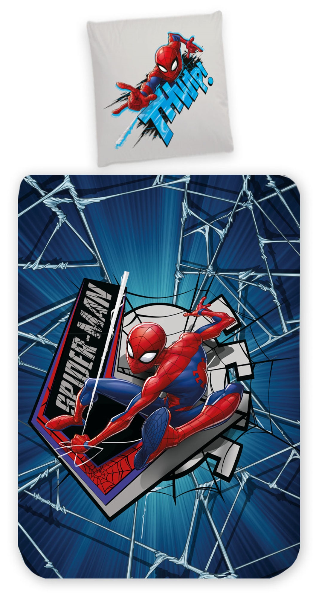 Spiderman sengetøj - 100% bomuld - Junior sengetøj 100x140 cm - Mørkeblå