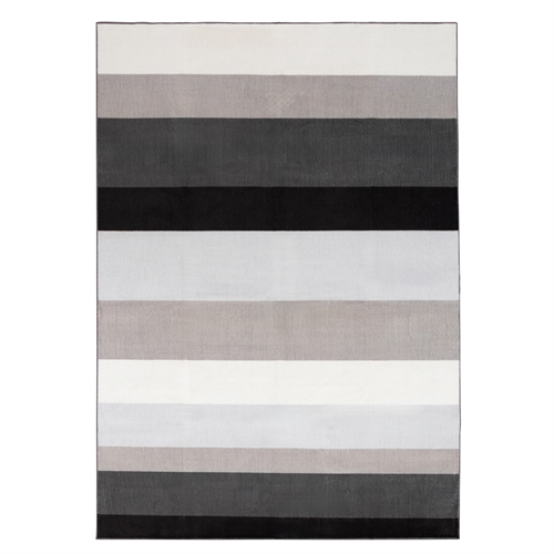 Gulvtæppe - Stort gulvtæppe 200x300 cm - Stribet tæppe med skridsikker bagside - Løs tæppe fra Nordstrand Home Rosa