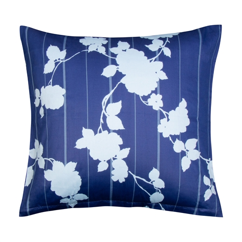 Ekstra blødt pudebetræk 60x63 cm - 100% bomuldssatin - Blomstret blåt hovedpudebetræk - 300 TC pudebetræk fra By Borg