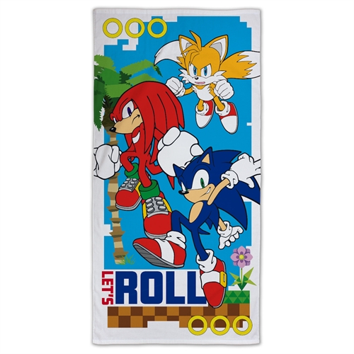 Sonic håndklæde - 70x140 cm - 100% bomuld - Blødt badehåndklæde med Sonic The Hedgehog
