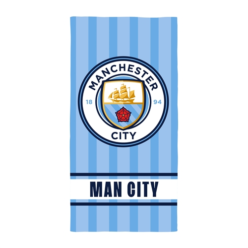 Manchester City håndklæde - 70x140 cm - 100% bomuld - Blødt badehåndklæde med Manchester City logo