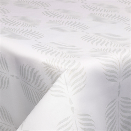 Tekstil voksdug - 140 cm bred - På metermål - Leaf Light Grey - Voksdug med akrylbelægning