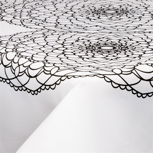 Tekstil voksdug - 140 cm bred - På metermål - Big Flower Black - Voksdug med akrylbelægning