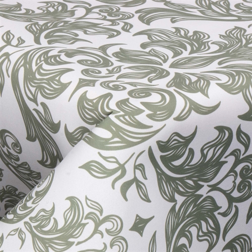 Tekstil voksdug - 140 cm bred - På metermål - Green Damask - Voksdug med akrylbelægning