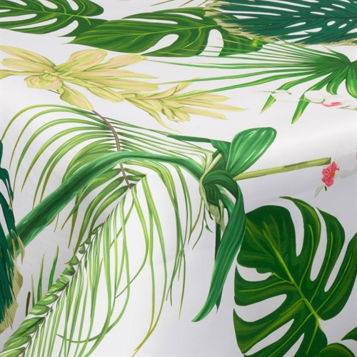 Tekstil voksdug - 140 cm bred - På metermål - Big Green Leaves - Voksdug med akrylbelægning