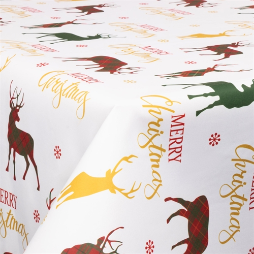 Tekstil voksdug - 140 cm bred - Juledug - På metermål - Merry Christmas - Voksdug med akrylbelægning