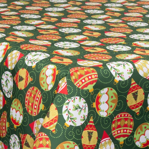 Tekstil voksdug - 140 cm bred - Juledug - 30 meters rulle - Christmas Baubles - Voksdug med akrylbelægning