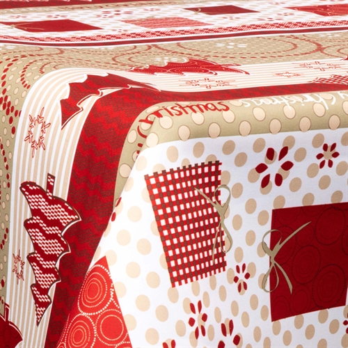 Tekstil voksdug - 140 cm bred - Juledug - 30 meters rulle - Christmas Trees And gifts - Voksdug med akrylbelægning