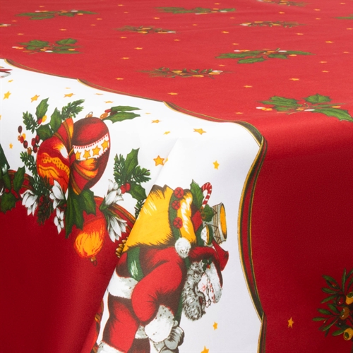 Tekstil voksdug - 140 cm bred - Juledug - 30 meters rulle - Santa Claus And The Mistletoe - Voksdug med akrylbelægning