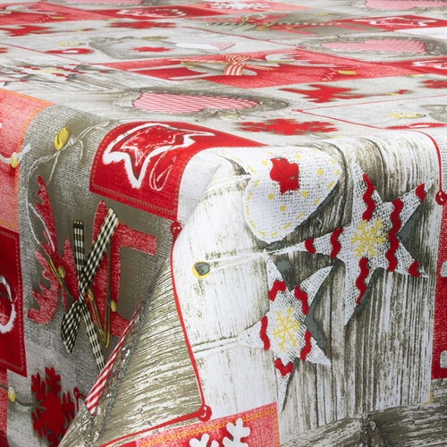 Tekstil voksdug - 140 cm bred - Juledug - 30 meters rulle - Christmas Hearts - Voksdug med akrylbelægning