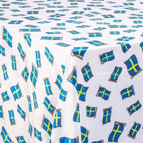Fødselsdagsdug - Velour dug med svensk flag - Nervøs velourdug - Pakke med 3 meter