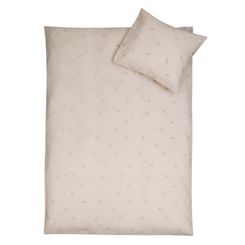 Baby sengetøj 70x100 cm - Beige baby sengesæt med kaniner - 100% blød bomulds sengelinned - Nordstrand Home