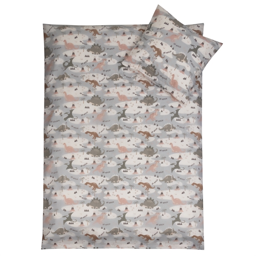 Dinosaur sengetøj 70x100 cm - Baby sengesæt med dinosaurer - 100% bomulds sengelinned - Nordstrand Home