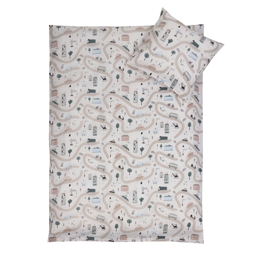 Sengetøj 70x100 cm - Baby sengesæt med biler - 100% bomulds sengelinned - Nordstrand Home