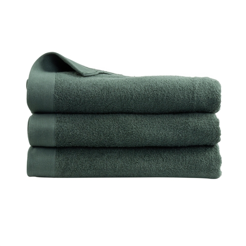 Badelagen - 100% Blødt bomuld med høj absorberingsevne - 100x150 cm - Mørkegrønt - Stort håndklæde fra danske By Borg