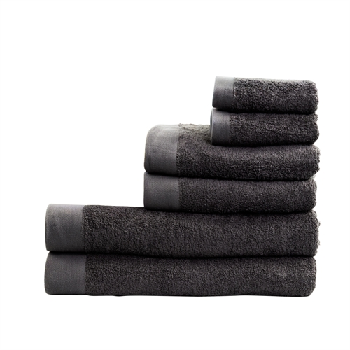 Mørkegrå Håndklædepakke med 6 stk. - 100% Blødt bomuld med høj absorberingsevne - Mørkegrå håndklæder fra danske By Borg