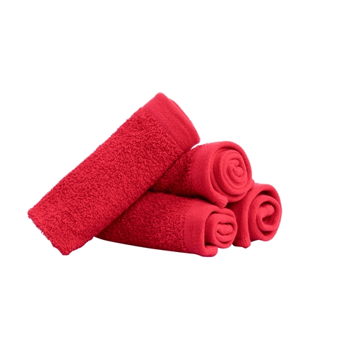 Vaskeklude 4-pak - 100% Blødt bomuld med høj absorberingsevne - 30x30 cm - Røde vaskeklude fra danske By Borg