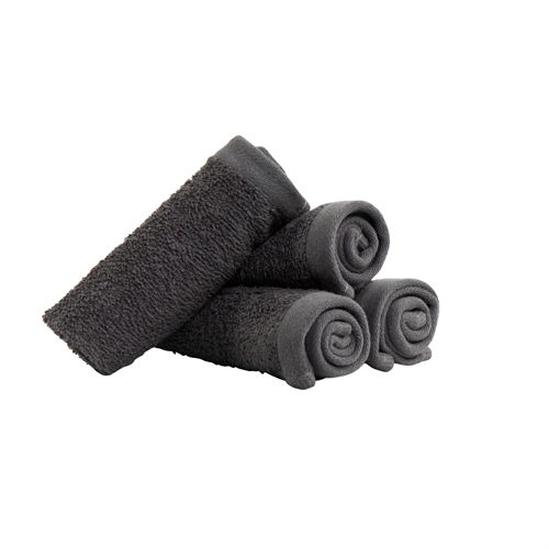 Vaskeklude 4-pak - 100% Blødt bomuld med høj absorberingsevne - 30x30 cm - Mørkegrå vaskeklude fra danske By Borg