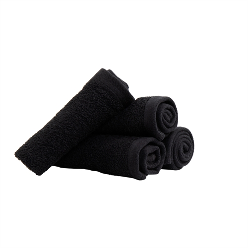 Vaskeklude 4-pak - 100% Blødt bomuld med høj absorberingsevne - 30x30 cm - Sorte vaskeklude fra danske By Borg