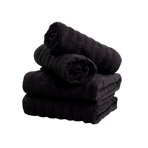 Badehåndklæder 2 stk. i 100% kæmmet bomuld - Bløde sorte håndklæder 70x140 cm fra Borg Living