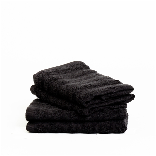 Gæstehåndklæder 2 stk. i 100% kæmmet bomuld - Bløde sorte håndklæder 30x50 cm fra Borg Living