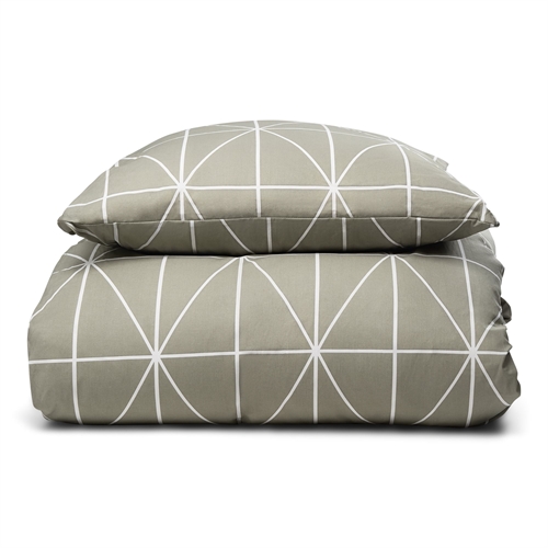 Sengetøj 100% bomuld - 140x200 cm - Grønt sengesæt med harlekintern - Nordstrand Home dynebetræk